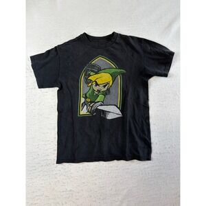 Nintendo Legend of Zelda Toon Link Graphic T-Shirt Medium Black Short Sleeve